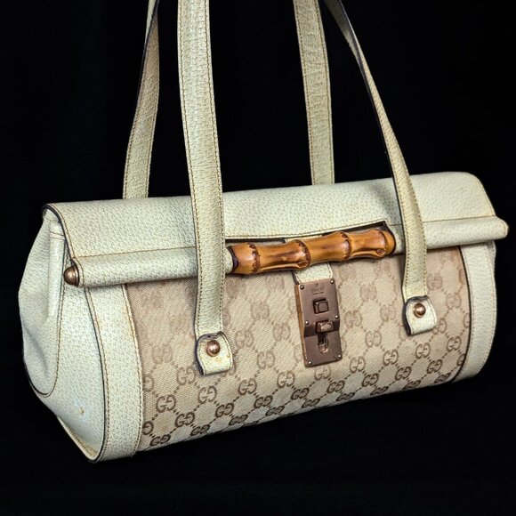 Gucci Handbags - GUCCI Bamboo 1947 Bullet Bag - Off White